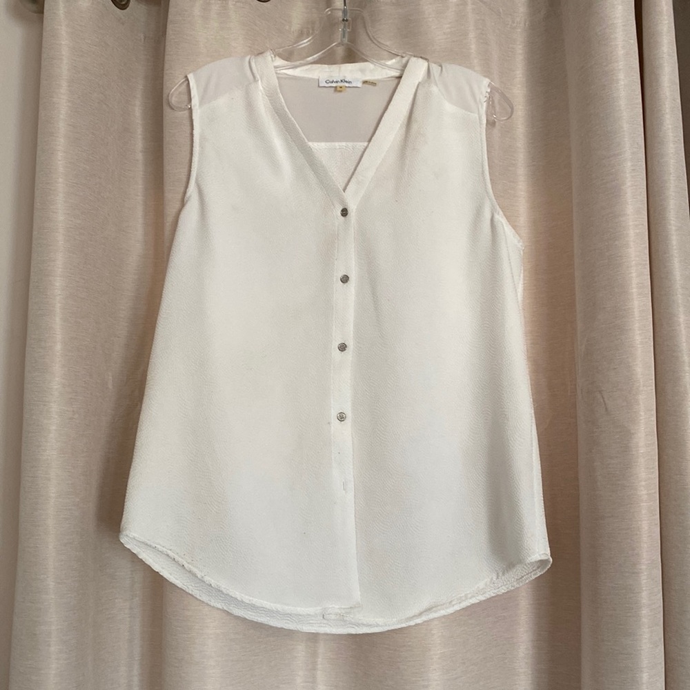 Calvin Klein Sleeveless Button Up Blouse